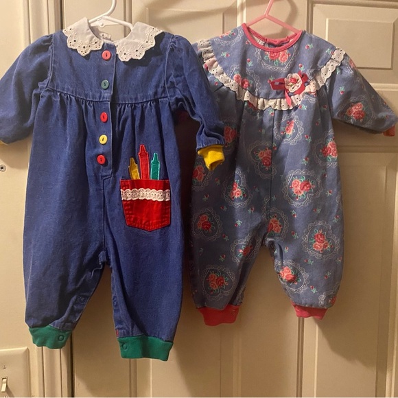 Bundle of 2 Vintage Healthtex Denim Rompers - Picture 2 of 16